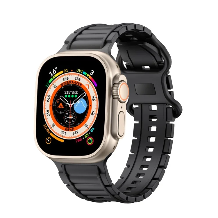 Sport Watch Strap for Apple Watch Series 10 9 8 7 SE 6 5 4 3 2 1 42mm 41mm 40mm 38mm Hydrogenated Nitrile Butadiene Rubber Band - Black
