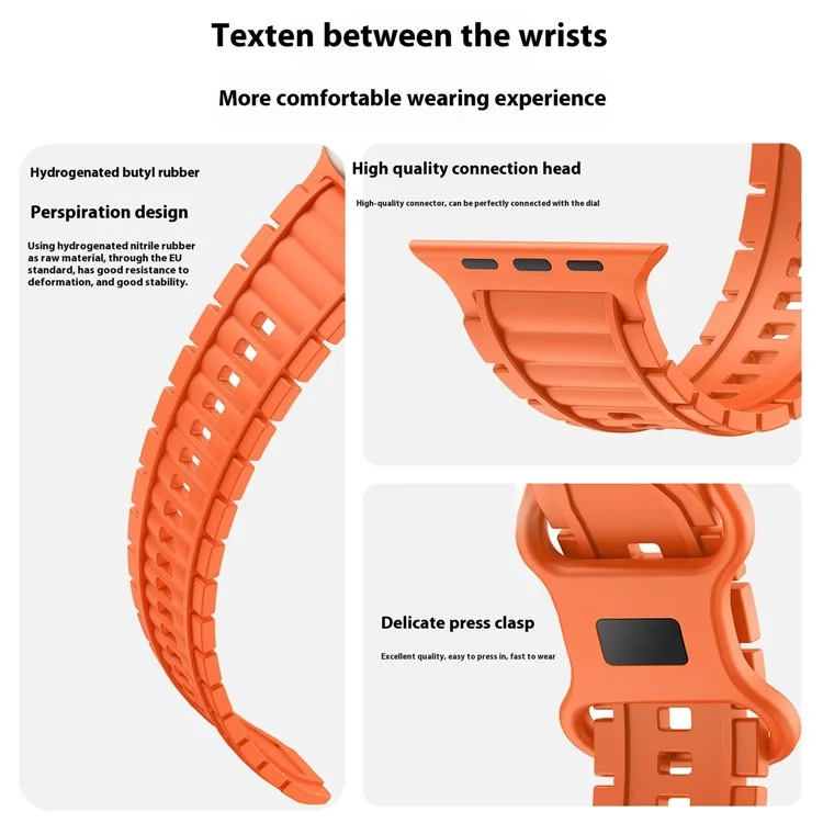 Sport Watch Strap for Apple Watch Series 10 9 8 7 SE 6 5 4 3 2 1 42mm 41mm 40mm 38mm Hydrogenated Nitrile Butadiene Rubber Band - Black