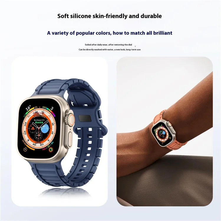 Sport Watch Strap for Apple Watch Series 10 9 8 7 SE 6 5 4 3 2 1 42mm 41mm 40mm 38mm Hydrogenated Nitrile Butadiene Rubber Band - Black