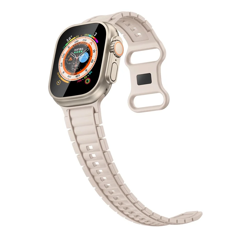 Sport Watch Strap for Apple Watch Series 10 9 8 7 SE 6 5 4 3 2 1 42mm 41mm 40mm 38mm Hydrogenated Nitrile Butadiene Rubber Band - Starlight