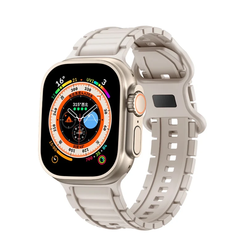Sport Watch Strap for Apple Watch Series 10 9 8 7 SE 6 5 4 3 2 1 42mm 41mm 40mm 38mm Hydrogenated Nitrile Butadiene Rubber Band - Starlight