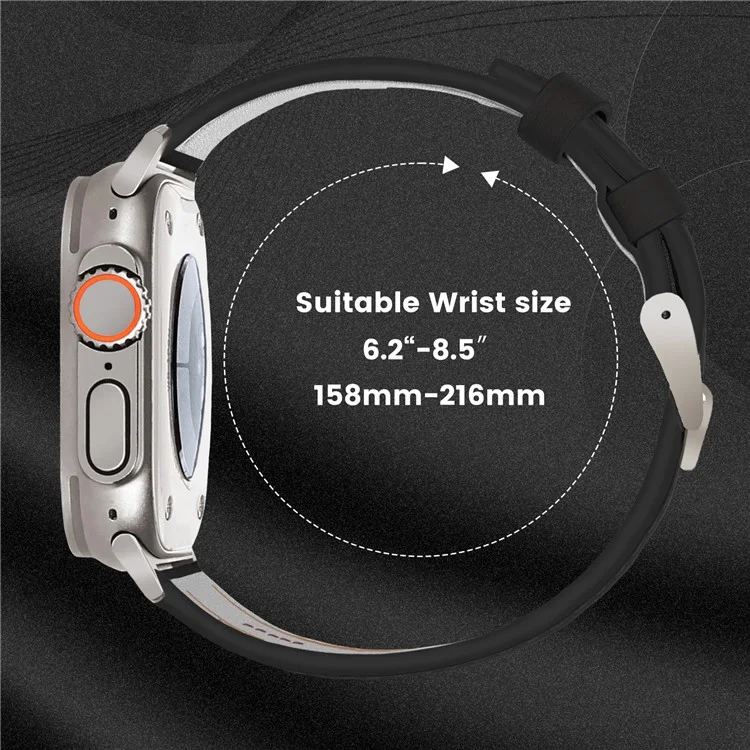 Bracelet de montre pour Apple Watch Series 10 Ultra 9 8 7 SE 6 5 4 3 2 1 46 mm 49 mm 45 mm 44 mm 42 mm, en véritable cuir de vache - Noir