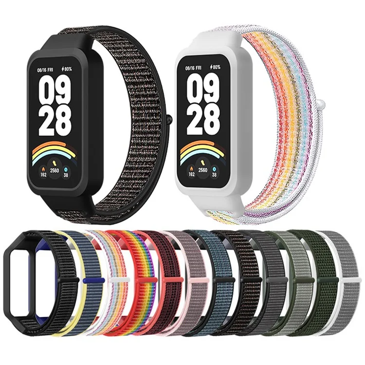 For Xiaomi Smart Band 9 Active  /  Redmi Band 3 Nylon Strap Magic Tape Design Watch Band - Ice Ocean Blue