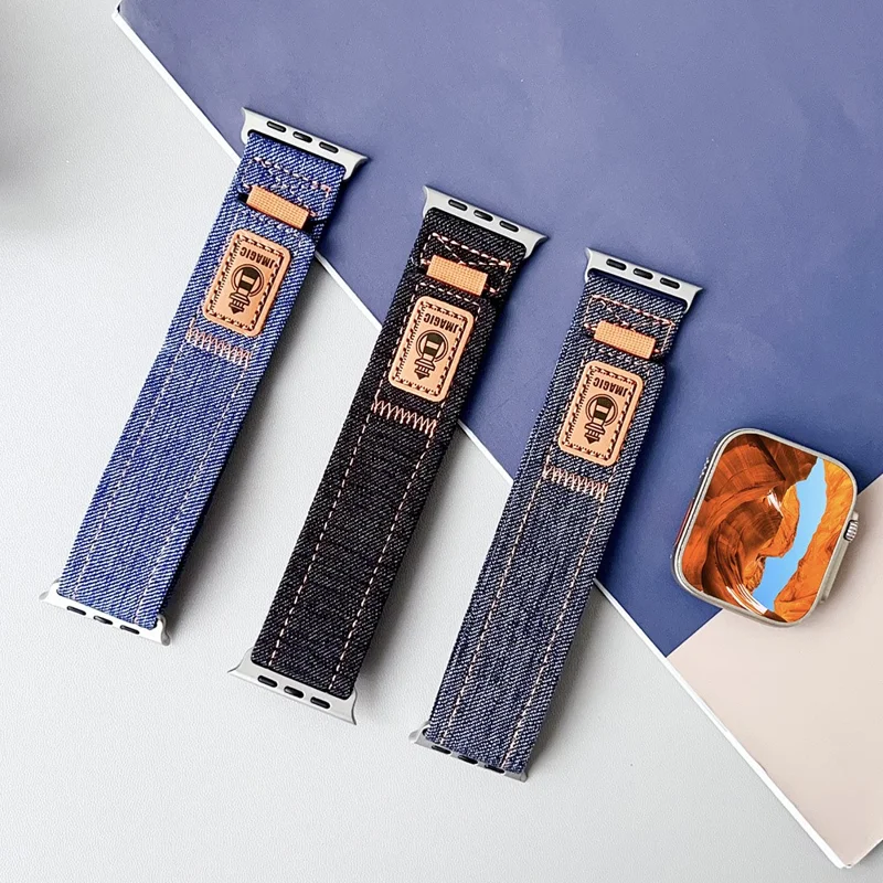 Nylon Canvas Watch Strap for Apple Watch Series 10 9 8 7 SE 6 5 4 3 2 1 42mm 41mm 40mm 38mm Wrist Band - Blue
