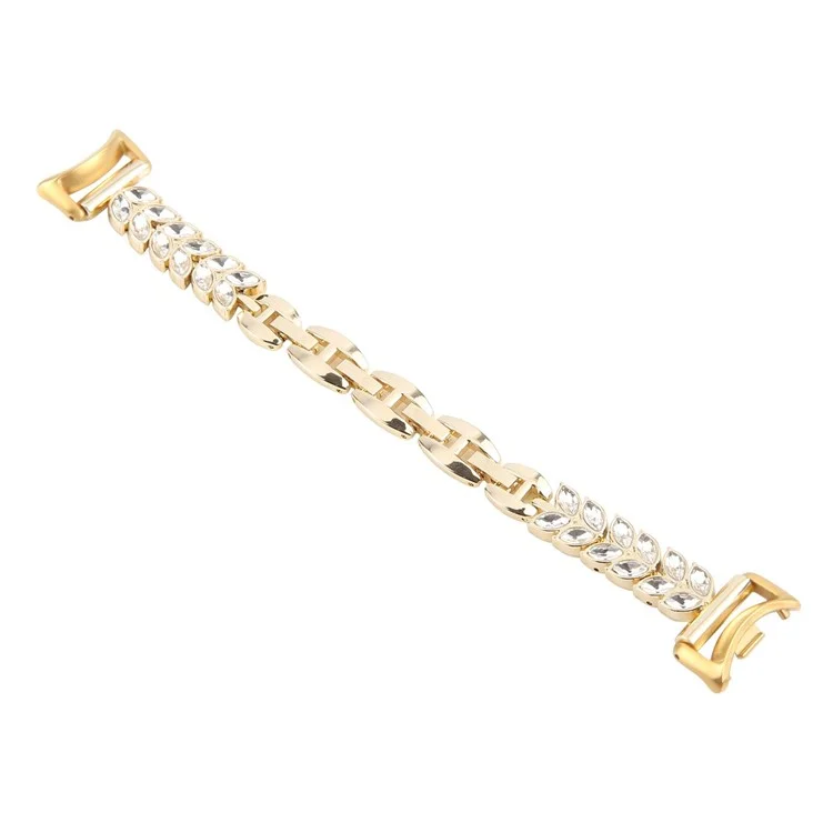 Metallarmband für Xiaomi Smart Band 9 NFC / 9 / 8 weizenförmiger Strass verstellbares Armband - Gold