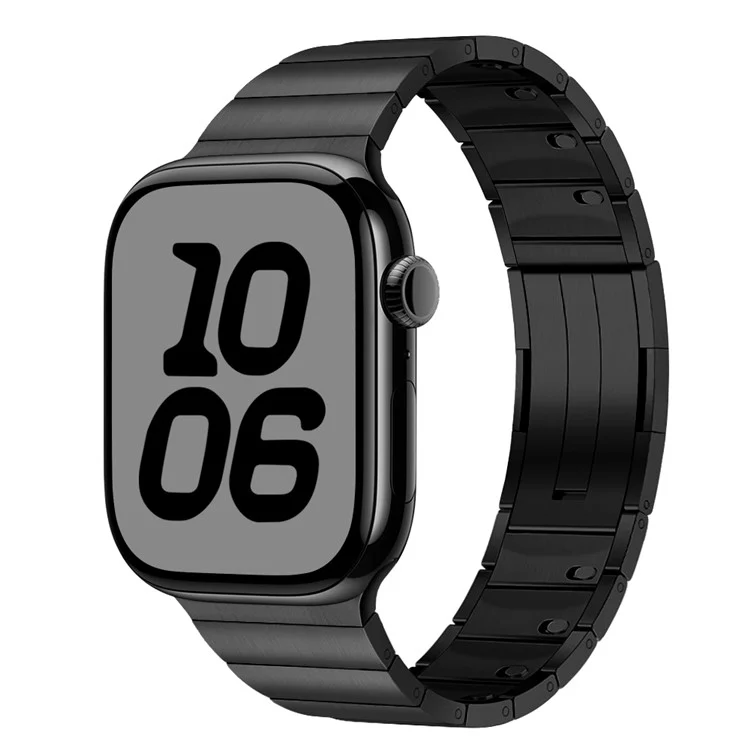 Cinturino in acciaio inossidabile per Apple Watch Serie 10 Ultra 9 8 7 SE 6 5 4 3 2 1 46mm 49mm 45mm 44mm 42mm con fibbia a sgancio laterale - Nero