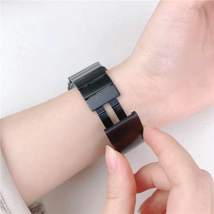 Cinturino in acciaio inossidabile per Apple Watch Serie 10 Ultra 9 8 7 SE 6 5 4 3 2 1 46mm 49mm 45mm 44mm 42mm con fibbia a sgancio laterale - Nero