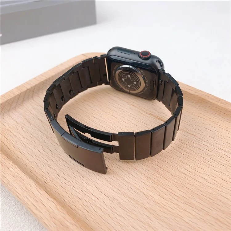 Cinturino in acciaio inossidabile per Apple Watch Serie 10 Ultra 9 8 7 SE 6 5 4 3 2 1 46mm 49mm 45mm 44mm 42mm con fibbia a sgancio laterale - Nero