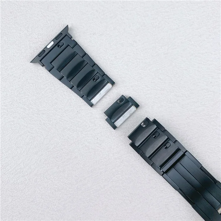 Cinturino in acciaio inossidabile per Apple Watch Serie 10 Ultra 9 8 7 SE 6 5 4 3 2 1 46mm 49mm 45mm 44mm 42mm con fibbia a sgancio laterale - Nero