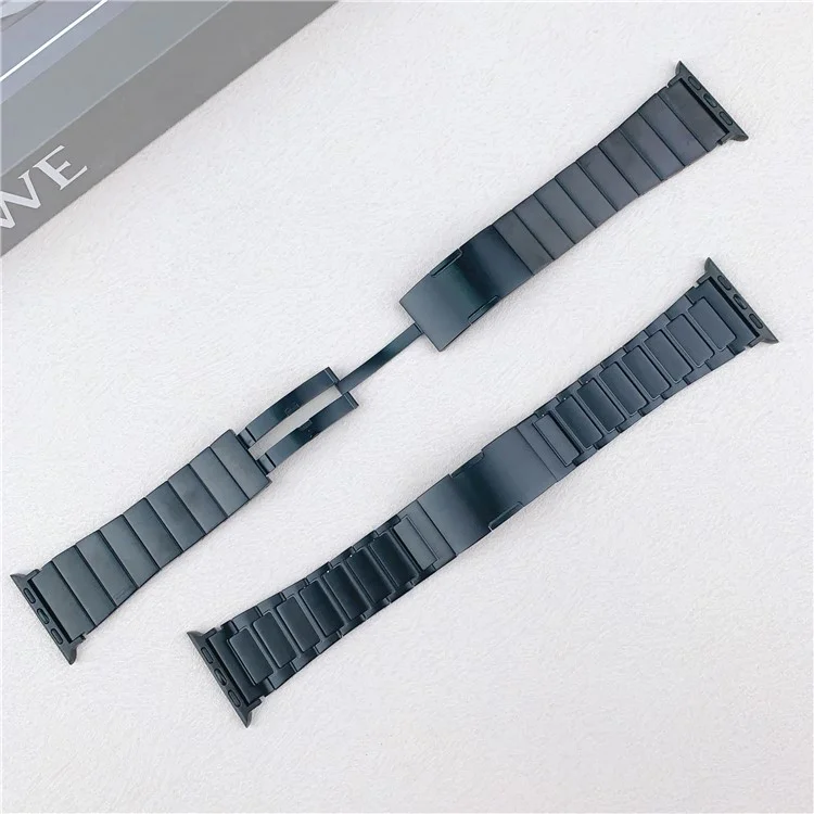 Cinturino in acciaio inossidabile per Apple Watch Serie 10 Ultra 9 8 7 SE 6 5 4 3 2 1 46mm 49mm 45mm 44mm 42mm con fibbia a sgancio laterale - Nero