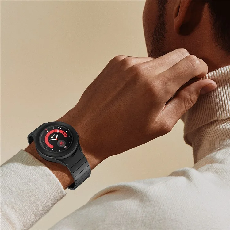 Magnetic Buckle Watch Strap for Samsung Galaxy Watch7 44mm / 40mm / Watch6 44mm / 40mm Stainless Steel Band - Black