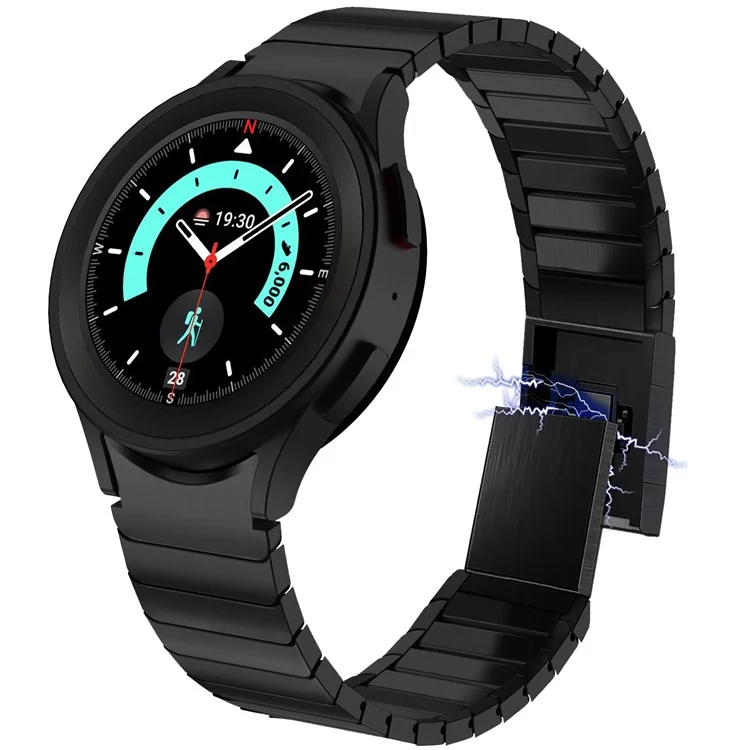 Magnetic Buckle Watch Strap for Samsung Galaxy Watch7 44mm / 40mm / Watch6 44mm / 40mm Stainless Steel Band - Black