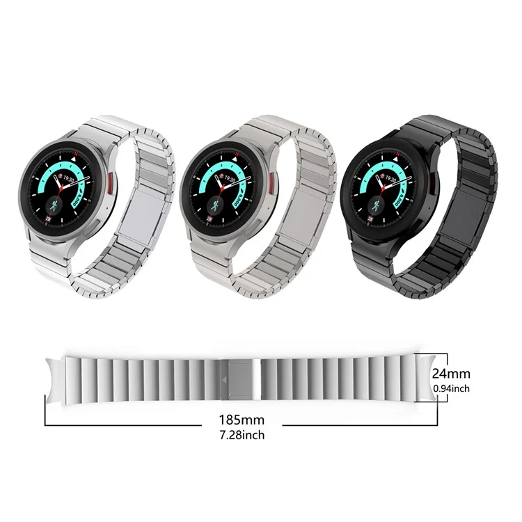 Magnetic Buckle Watch Strap for Samsung Galaxy Watch7 44mm / 40mm / Watch6 44mm / 40mm Stainless Steel Band - Black