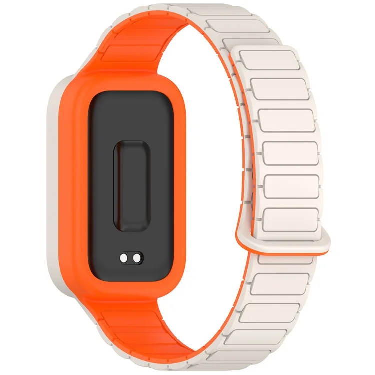 Pulseira de silicone com fivela magnética para Xiaomi Smart Band 9 Active / Redmi Band 3 - Starlight+Laranja
