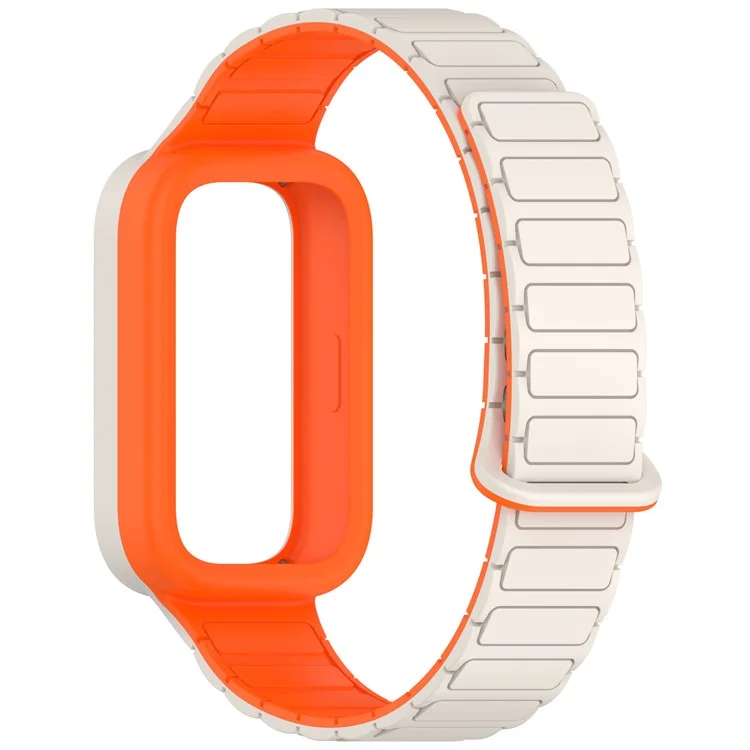Pulseira de silicone com fivela magnética para Xiaomi Smart Band 9 Active / Redmi Band 3 - Starlight+Laranja