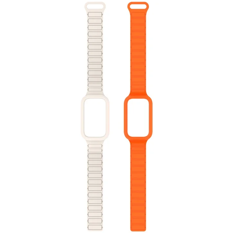 Pulseira de silicone com fivela magnética para Xiaomi Smart Band 9 Active / Redmi Band 3 - Starlight+Laranja