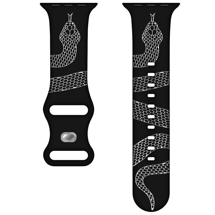 Silikonarmband für Apple Watch Series 10 Ultra 9 8 7 SE 6 5 4 3 2 1 46mm 49mm 45mm 44mm 42m Schlangenmuster eingraviert Uhrenarmband - Schwarz / Weiß