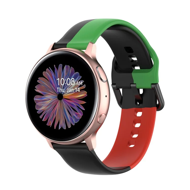 Tre Colori di Orologi di Sostituzione Silicone Per Samsung Galaxy Watch 42mm / Galaxy Watch Active / Galaxy Watch Active 2 - Nero/verde/rosso