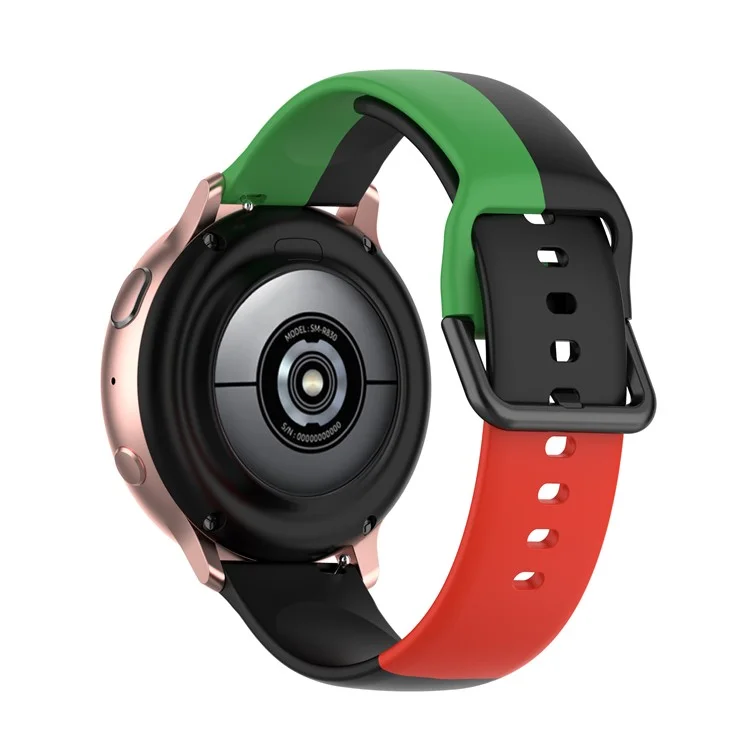 Sangle de Montre de Remplacement en Silicone à Trois Couleurs Pour Samsung Galaxy Watch 42 mm / Galaxy Watch Active / Galaxy Watch Active 2 - Noir / Vert / Rouge