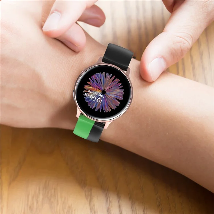 Três Coloridas Substituição de Substituição de Silicone Para Samsung Galaxy Watch 42mm / Galaxy Watch Active / Galaxy Watch Active 2 - Preto/verde/vermelho