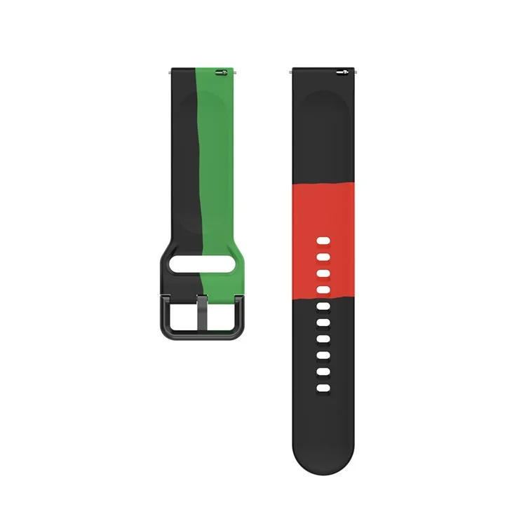 Three Color Silicone Replacement Watch Strap for Samsung Galaxy Watch 42mm / Galaxy Watch Active / Galaxy Watch Active 2 - Black/Green/Red