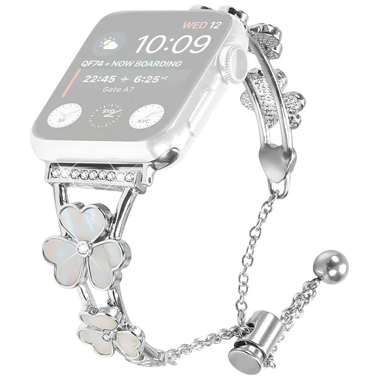 Ремешок для часов Apple Watch Series 10 Ultra 9 8 7 SE 6 5 4 3 2 1 46 мм 49 мм 45 мм 44 мм 42 мм, сердце-клевер, серебряный сплав цинка, металлический ремешок