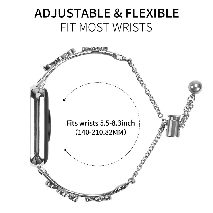 Für Xiaomi Smart Band 8 Pro Armband Herz Kleeblatt Silber Zinklegierung Metallarmband