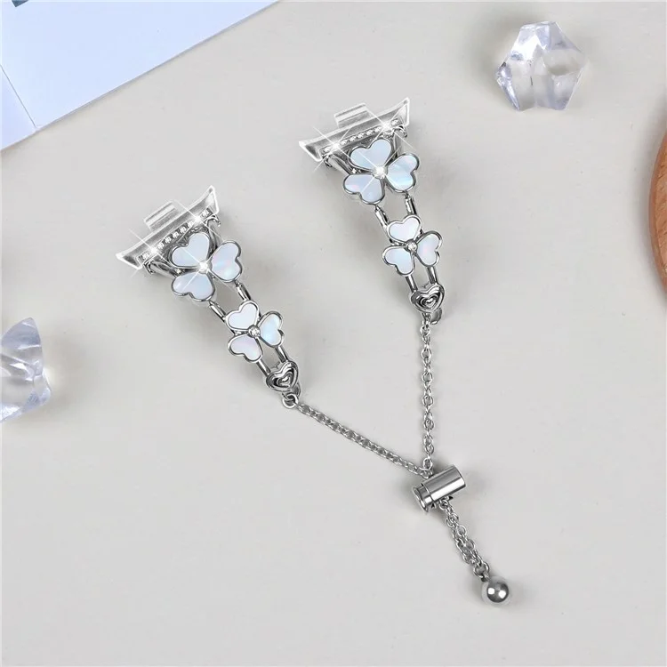 Bracelet pour montre Xiaomi Redmi Watch 4, décor trèfle coeur, en alliage de zinc métallique argent