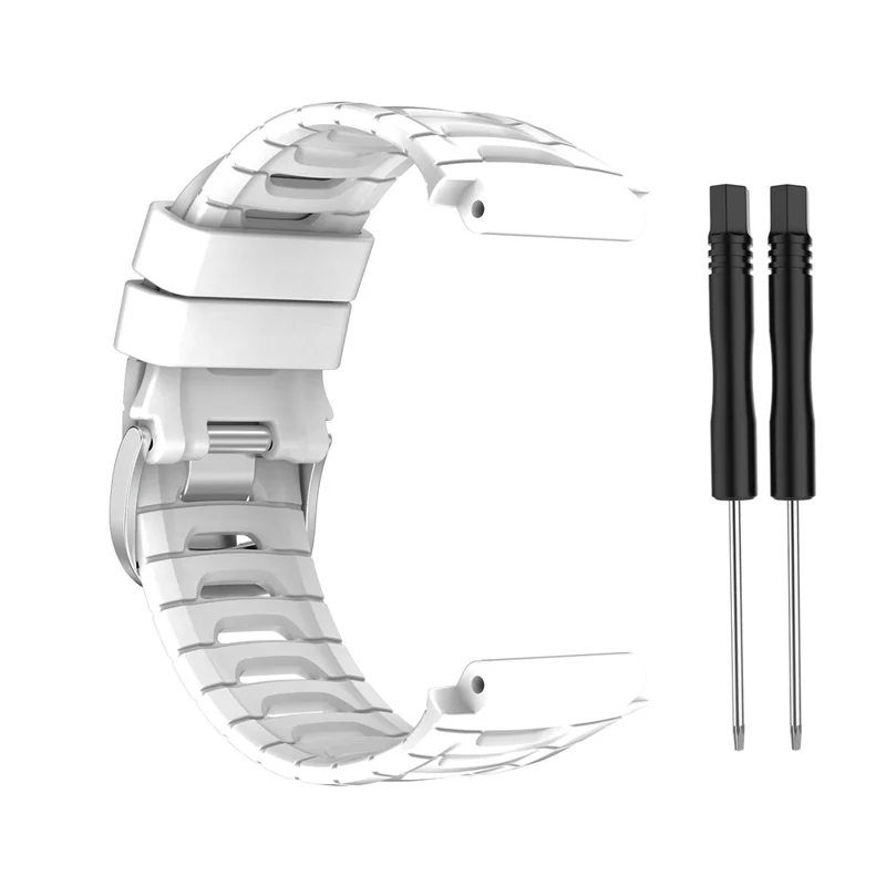 Soft Silicone Wristband Watch Strap with 2 Screwdrivers for Garmin Forerunner 920XT - White