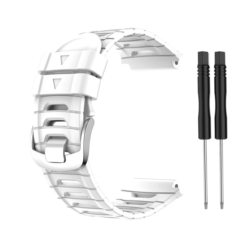 Soft Silicone Wristband Watch Strap with 2 Screwdrivers for Garmin Forerunner 920XT - White