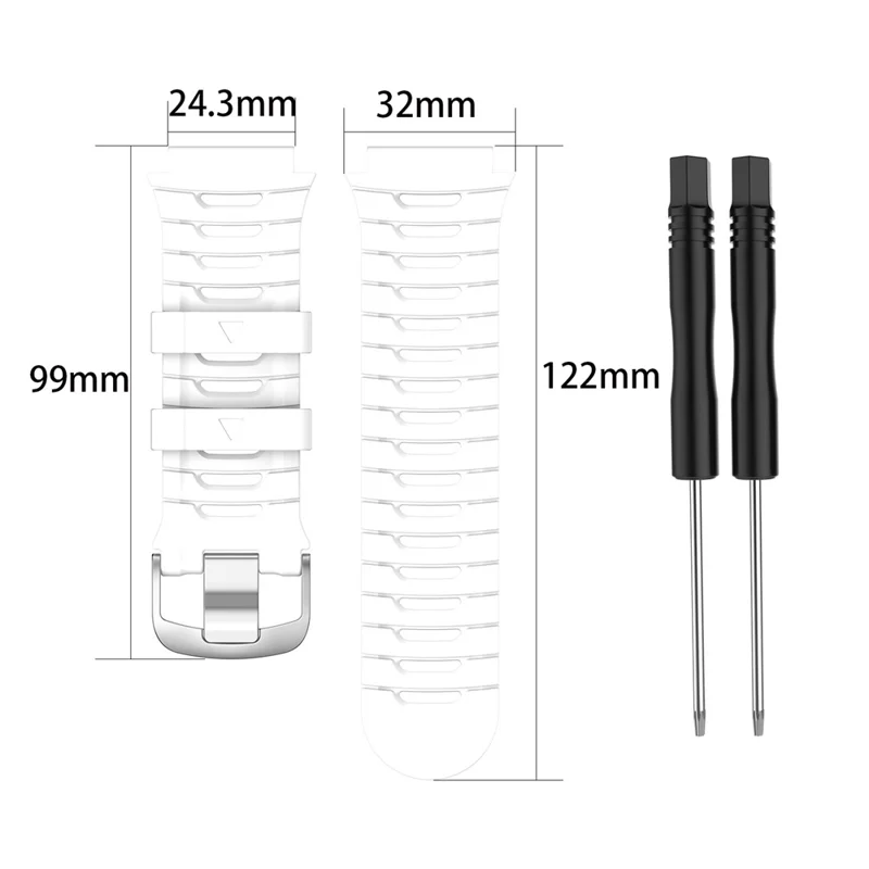 Soft Silicone Wristband Watch Strap with 2 Screwdrivers for Garmin Forerunner 920XT - White