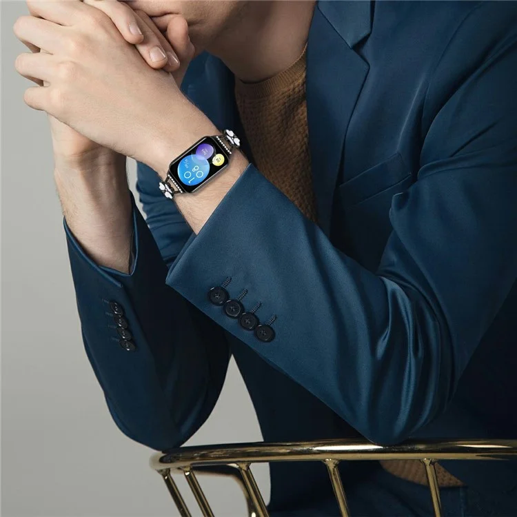Bracelet de montre pour Xiaomi Redmi Watch 4, décoration en trèfle en alliage de zinc, bracelet métallique - Noir
