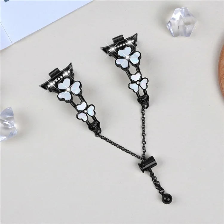 Bracelet de montre pour Xiaomi Redmi Watch 4, décoration en trèfle en alliage de zinc, bracelet métallique - Noir