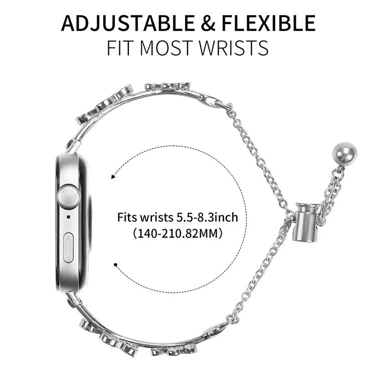 Bracelet pour montre Huawei Watch Fit 3, en alliage de zinc métallique avec décor de trèfle, argent.