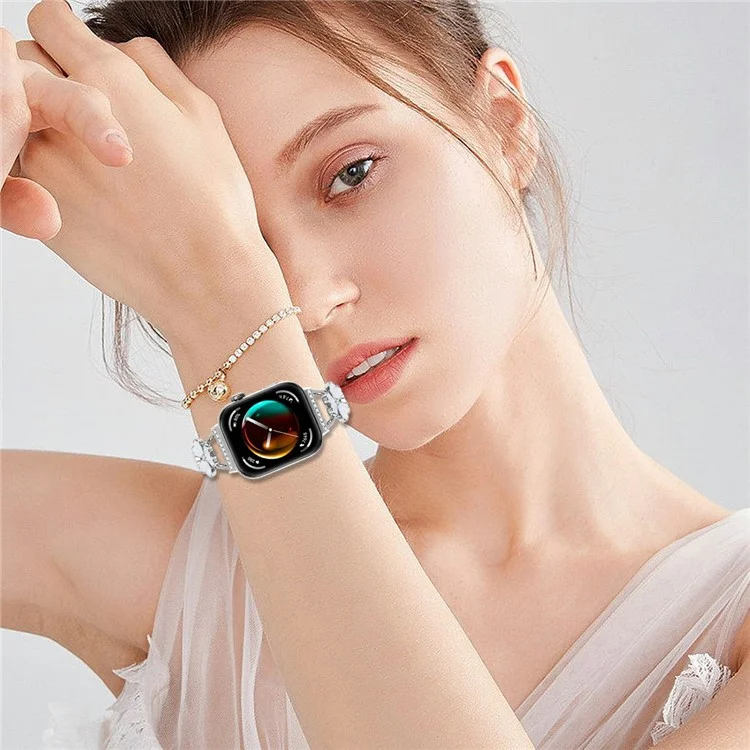 Bracelet pour montre Huawei Watch Fit 3, en alliage de zinc métallique avec décor de trèfle, argent.
