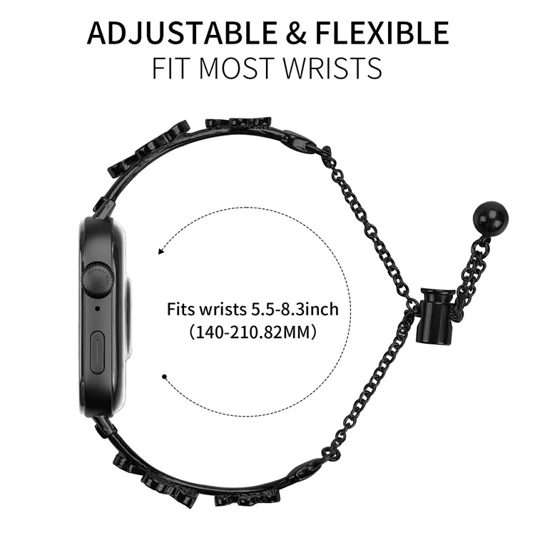 Bracelet de montre en alliage de zinc avec décoration en forme de trèfle pour Huawei Watch Fit 3 - Noir
