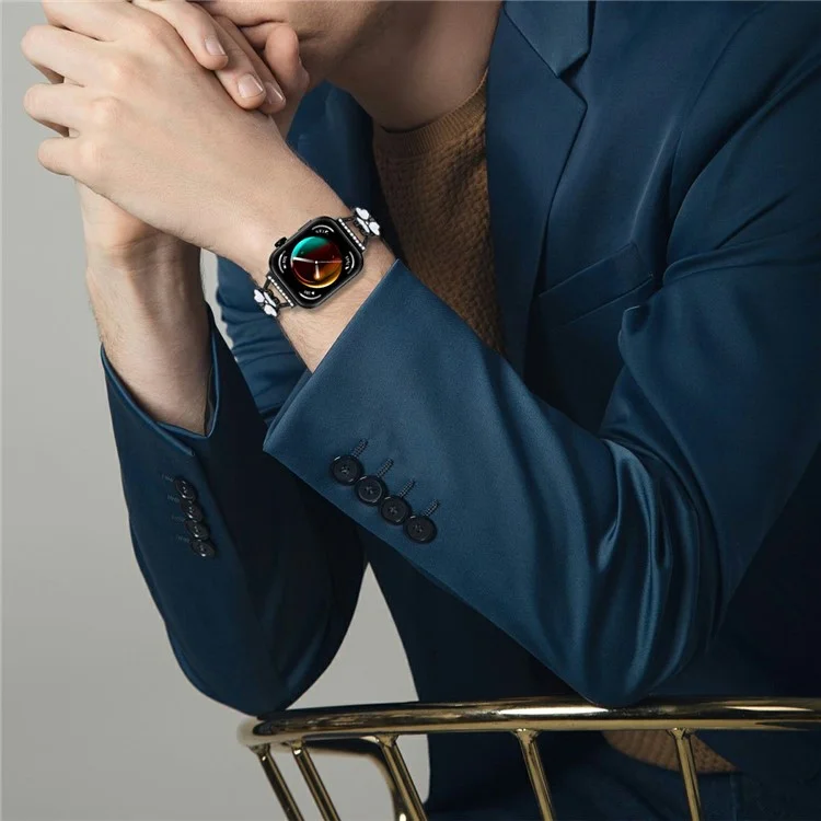 Bracelet de montre en alliage de zinc avec décoration en forme de trèfle pour Huawei Watch Fit 3 - Noir
