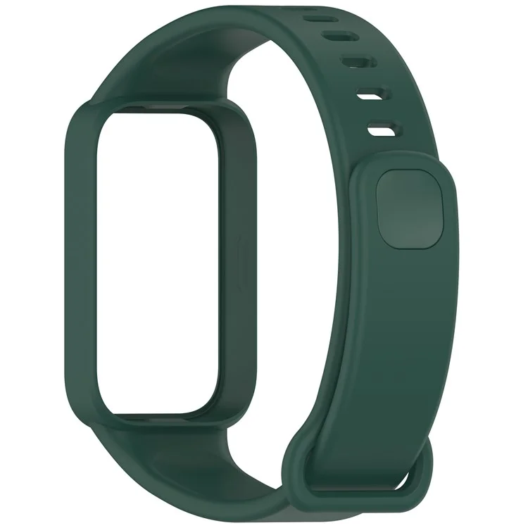 Banda de silicone com estojo para Xiaomi Smart Band 9 Active / Redmi Band 3 Smartwatch Pulseira de substituição - Verde meia-noite