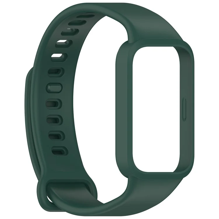 Banda de silicone com estojo para Xiaomi Smart Band 9 Active / Redmi Band 3 Smartwatch Pulseira de substituição - Verde meia-noite