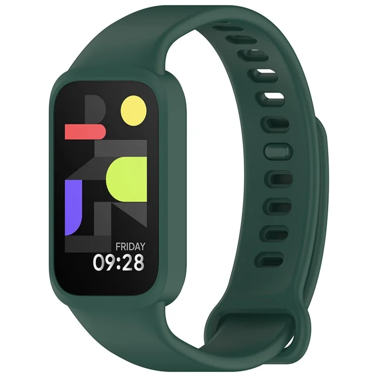 Banda de silicone com estojo para Xiaomi Smart Band 9 Active / Redmi Band 3 Smartwatch Pulseira de substituição - Verde meia-noite