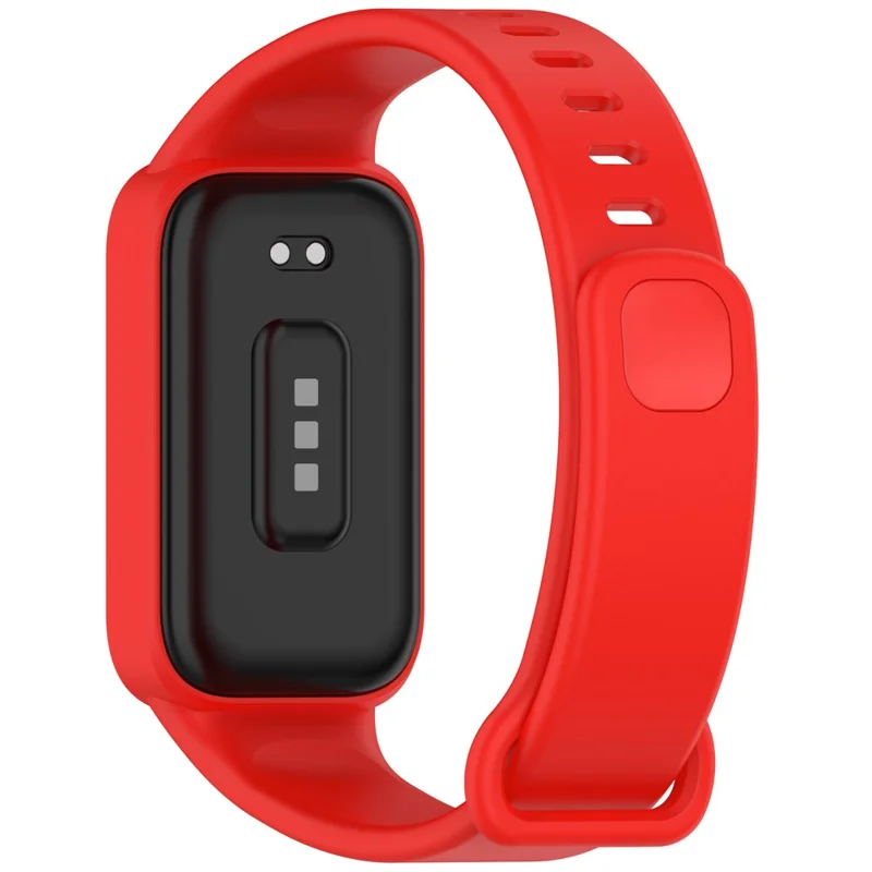Silicone Band with Case for Xiaomi Smart Band 9 Active / Redmi Band 3 Smartwatch Replacement Strap - Red