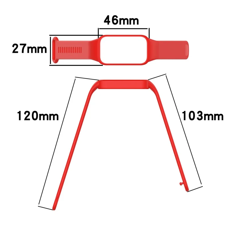 Silicone Band with Case for Xiaomi Smart Band 9 Active / Redmi Band 3 Smartwatch Replacement Strap - Red