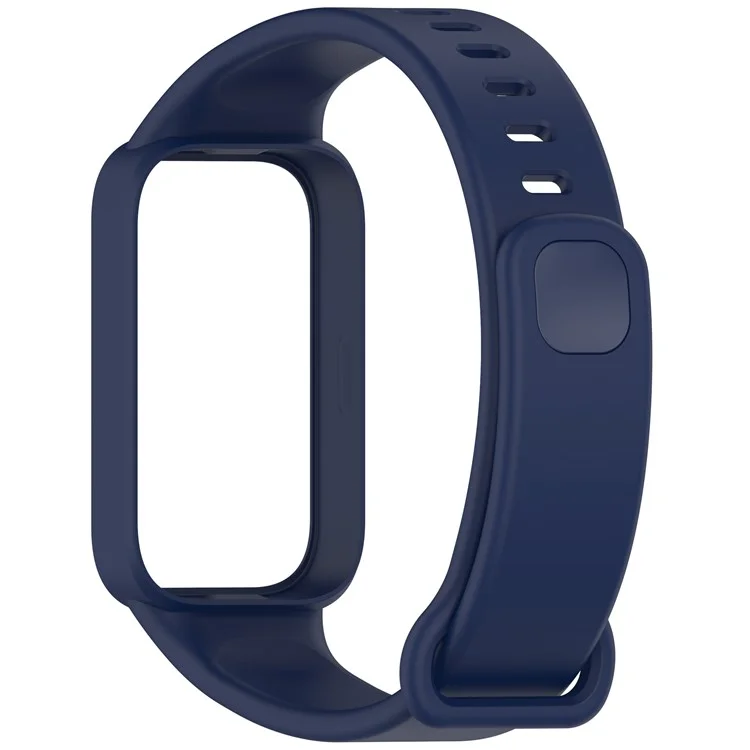Silicone Band with Case for Xiaomi Smart Band 9 Active / Redmi Band 3 Smartwatch Replacement Strap - Midnight Blue