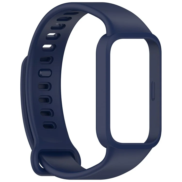 Silicone Band with Case for Xiaomi Smart Band 9 Active / Redmi Band 3 Smartwatch Replacement Strap - Midnight Blue