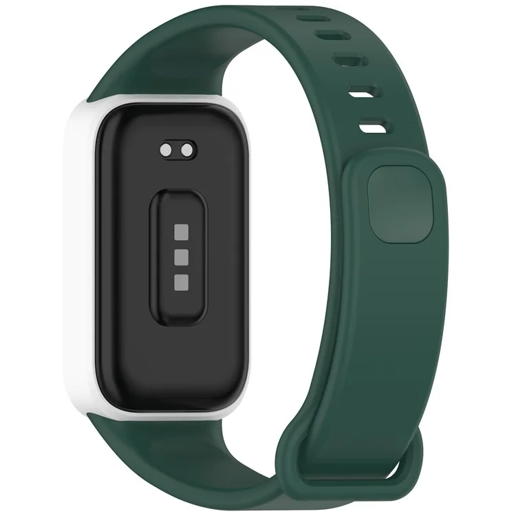 For Xiaomi Smart Band 9 Active / Redmi Band 3 Wristband Dual Color Silicone Strap with Watch Case - Dark Green + White