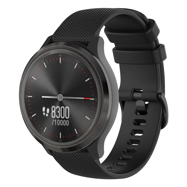 22mm Watch Strap for Samsung Galaxy Watch3 45mm / Asus Zenwatch Silicone Band Grid Texture - Black