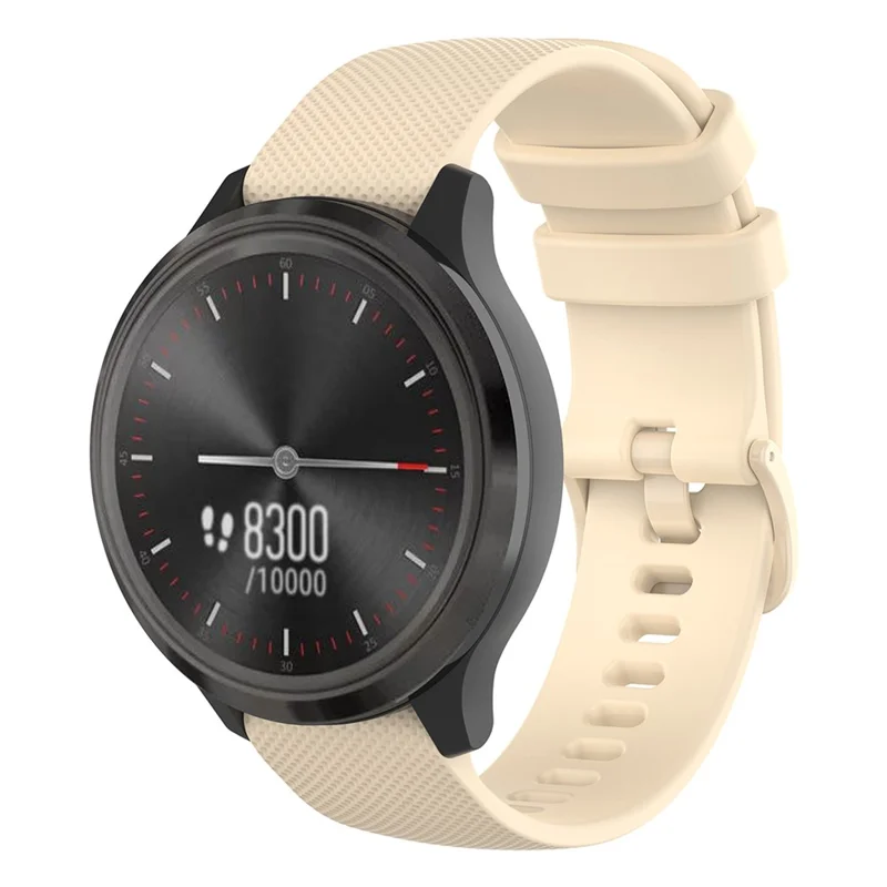 22mm Watch Strap for Samsung Galaxy Watch3 45mm / Asus Zenwatch Silicone Band Grid Texture - Beige