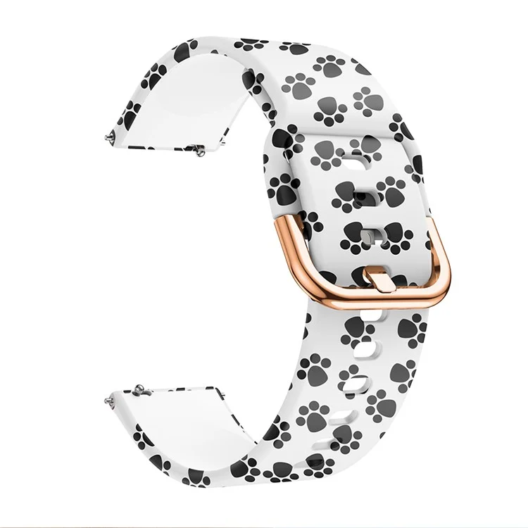 Colorful Pattern Printed Silicone Watch Band for Samsung Galaxy Watch Active 22mm - Paw Print