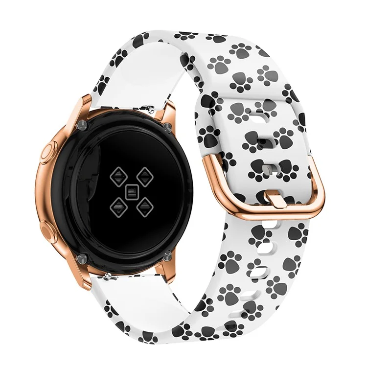 Colorful Pattern Printed Silicone Watch Band for Samsung Galaxy Watch Active 22mm - Paw Print