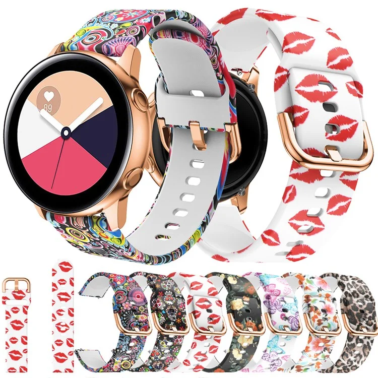 Colorful Pattern Printed Silicone Watch Band for Samsung Galaxy Watch Active 22mm - Paw Print